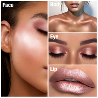 CC4410 Crème pastel scintillante rose avec étiquette personnalisée, surligneur à paillettes de marque privée, poudre bronzante minérale corporelle pour le visage
