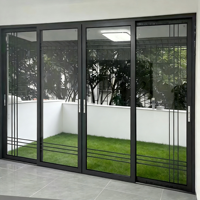 Portes coulissantes en verre minimalistes en alliage d'aluminium FIDELIS avec finition résistante à l'eau