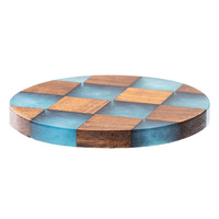 Sous-verre écologique en résine et bois d'acacia, style japonais, pour tasses à thé, tapis isolant lisse résistant à la chaleur pour la maison et le bureau