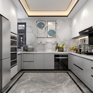 Système professionnel d'armoires de <span class=keywords><strong>cuisine</strong></span> sur mesure <span class=keywords><strong>avec</strong></span> tiroirs de rangement profonds <span class=keywords><strong>Armoire</strong></span> de garde-manger à îlot intégré - Product Image 1