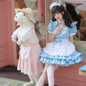 Japanese Style Maid Costume Sky Blue Lolita Dress Cosplay Outfit For Anime Role Play - Product Image 3