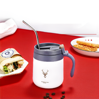 Gobelet isotherme en acier inoxydable personnalisé avec logo, 350 ml, à double paroi, avec poignée, pour le café, l'eau et le thé