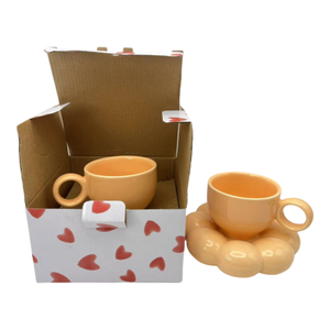 European Style Luxury Sunflower Shape Ceramic Coffee Mug <b>Set</b> for Hotels-Cappuccino & Espresso Cups - Product Image 4