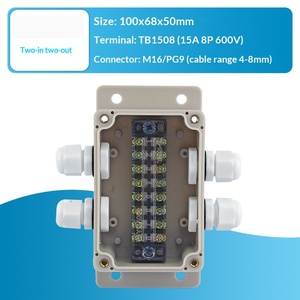 100x68x50mm <b>Waterproof</b> Junction <b>Box</b> Two-in-two-out 15A Terminal Block PG9 Cable Gland Enclosure Terminal <b>box</b> - Product Image 2