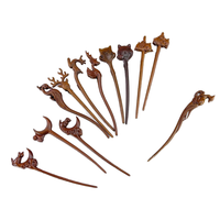 Barrette à cheveux double rétro pour enfants, style européen et américain, haut de gamme, en soie dorée et bois de santal, avec éléments animaliers, HUAKAI HJQ-0382 18cm