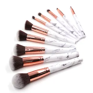 White and rose gold color foundation brush eye shadow no brand professional 10 pcs makeup brush set