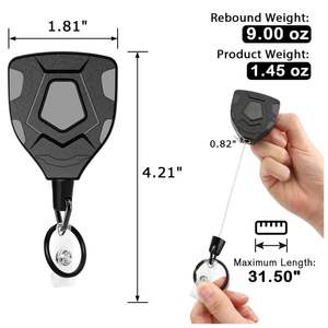 <b>Plastic</b> Heavy Duty Retractable Badge Reel with Belt Clip Carabiner Outdoor ID Card Holder for Work Use - Product Image 3