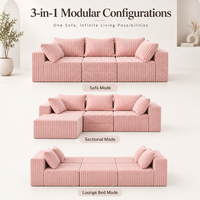 Canapé modulaire en forme de L moderne, tissu lavable, canapé nuage, mousse compressée haute densité, canapé-lit pour salon, idéal pour appartement