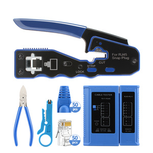 เครื่องมือจีบ RJ45ผ่านอีเธอร์เน็ต8P8C เครื่องตัดลวดผ่านอีเธอร์เน็ตพร้อมคีมจีบ RJ45สำหรับอุปกรณ์ใยแก้วนำแสง - Product Image 1