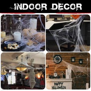 Decorazioni di Halloween con Reti di Ragni da 93 mq, Bonus con 30 Ragni Finti, Reti Super Elastiche per Interni ed Esterni - Product Image 2