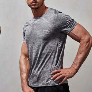 Custom Logo Building Running Short Sleeve Sweatproof Quick Dry Gym Breathable Cotton Silicone Print T <b>Shirt</b> Men Sweatshirt - Product Image 6