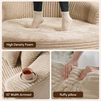Sofá Cama Inflable Redondo Extra Grande de Corduroy, Sillón Moderno con Cojines Decorativos para Sala de Estar, Hotel o Espacios Pequeños