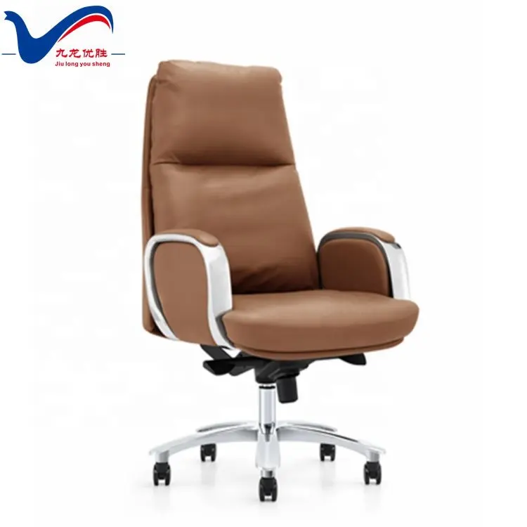 Siège en mousse souple à dossier haut Chaise de bureau en cuir véritable Chaise de bureau ergonomique Grande et haute Chaise de bureau de direction