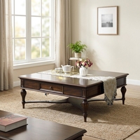 Table basse de salon de style américain vintage, en bois massif de noyer noir français, carrée, avec rangement, sans assemblage, meubles pour la maison