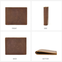 Dompet klasik kulit crazy horse retro merek pria, tipis, banyak slot, tas selempang kulit sapi, tempat kartu sederhana dari kulit, dapat dikustomisasi