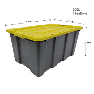 กล่องเก็บของพลาสติกขนาด 100 ลิตร พร้อมฝาปิด กล่องเครื่องมือขนาด 27 แกลลอน แบบซ้อนได้ ทนทาน - Product Image 5