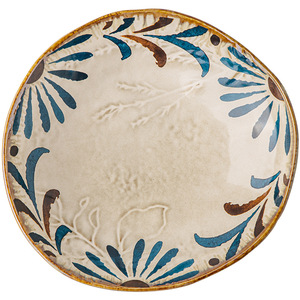Assiette creuse en céramique rétro gaufrée, 8 pouces, motif floral, passe au lave-vaisselle, idéale pour les fêtes et les repas d'hôtel - Product Image 5