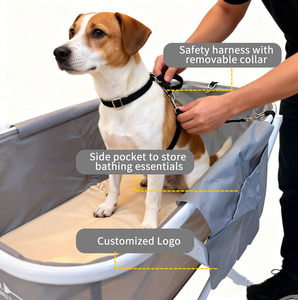 JXB XF312 <span class=keywords><strong>Vasca</strong></span> Pieghevole Rialzata per Animali Domestici, Stazione di Lavaggio Portatile per Cani e Gatti con Supporto, Grande Capacità - Product Image 2