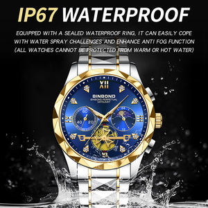 Montre à quartz multifonctionnelle Binbond 1236 nouvelle série, chronographe six aiguilles, tendance, élégante, pour homme, en acier inoxydable. - Product Image 4