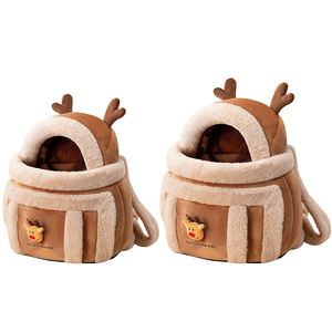 Köpek kedi sırt çantası köpek seyahat çantası <span class=keywords><strong>Pet</strong></span> kış açık taşıyıcılar peluş ren geyiği kılıf çanta köpek Sling taşıyıcı - Product Image 6