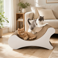 Lit grattoir vertical surdimensionné pour chat, design en Y, en carton ondulé, pour plusieurs chats, espace lounge intérieur