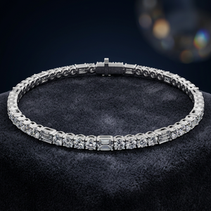 Bracelet en or blanc avec diamants marquise et ronds, bijoux de luxe de créateur, cadeau de mariage pour femme - Product Image 2