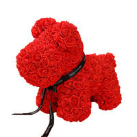 Pe Creative Rose Dog Bouquet de fleurs artificielles en mousse, boîte cadeau pour petite amie, rouge, vente en gros