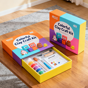 Ensemble de pâte à modeler en carton non toxique pour enfants, 12 couleurs, kit d'artisanat DIY, jouet artistique pour les tout-petits - Product Image 1
