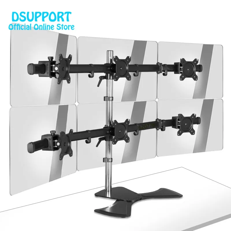 Full Motion 15 "-27" Lcd Led 6 Screen Monitor Houder Flexibele Display Mount Rack Stand MP360S