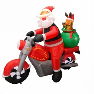 Père Noël gonflable de Noël de 2,1 m sur <span class=keywords><strong>moto</strong></span> avec renne passager, décoration de jardin gonflable pour les fêtes - Product Image 3