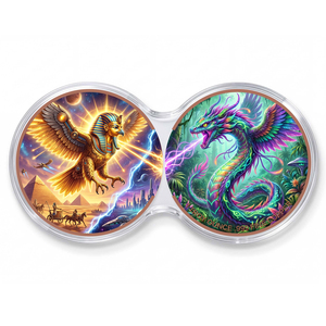 Set di Monete Commemorative da 1 oz in Rame Puro .999 con Stampa UV - Battaglia Mitologica tra il Dio Solare Egiziano Ra e Quetzalcoatl, <span class=keywords><strong>Arte</strong></span> da Collezione - Product Image 1