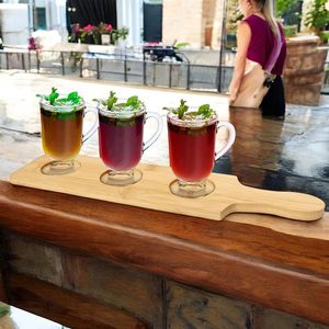 Bandeja de Madera Ruilin para Degustación de <span class=keywords><strong>Cerveza</strong></span>, Bandeja de Servicio para Bar, Bandeja de Amenidades para Hotel, Tabla de Madera para Degustación - Product Image 6
