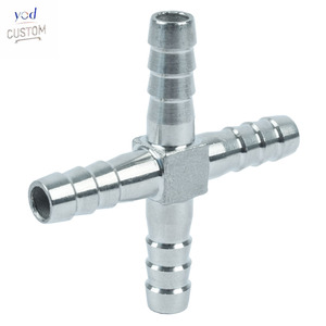 Raccord pneumatique YOD haute pression 4 voies, usiné CNC, pour tuyaux de 6/8/10 mm, idéal pour la réaménagement de systèmes de contrôle d'air et l'automatisation - Product Image 1