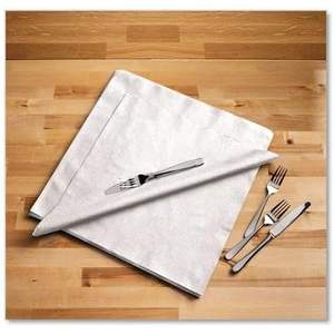 Serviettes en papier Premium 1000 unités 14x14 Blanches Fabriquées aux États-Unis Effet Lin Sans Pli Laminées à la Feuille d'Aluminium - Product Image 4