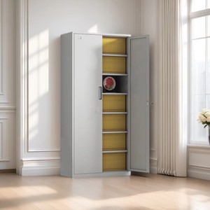 Armoire de classement métallique moderne à 2 portes avec étagères pour garage, bureau, cuisine, salle de sport et usage extérieur - Product Image 4