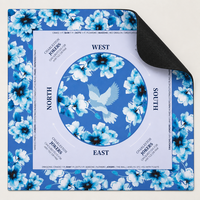 Housse de table de mahjong Blue White Bird en néoprène, résistante à l'eau, durable, écologique, motif floral Charleston Joker Rules, antidérapante