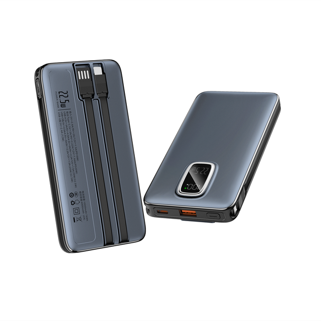 High Quality Power Bank 10000mah Built in Cables Digital Display PD 22.5w Fast Charging Portable Charger for Travel Outdoor Use