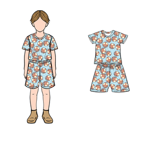 Conjunto de Verano para Bebés Niñas BD1-9 con Estampado Personalizado, Camiseta de Manga Corta de Algodón Suave y Pantalones Cortos Holgados de 2 Piezas - Product Image 1