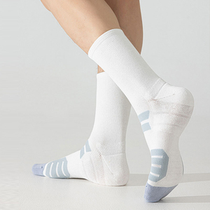 Chaussettes de sport professionnelles blanches mi-mollet, antidérapantes, rembourrées, pour le <span class=keywords><strong>fitness</strong></span>, le basketball et le quotidien - Product Image 1