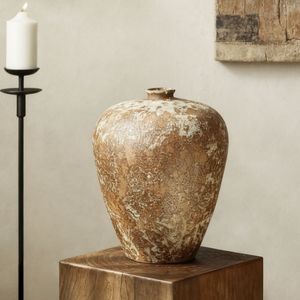 Jarrón de Cerámica Esmaltada Moderna y Ecológica Estilo Wabi-Sabi de Jingdezhen, Jarrón Grande de Cerámica Rústica Hecho a Mano para Navidad - Product Image 4