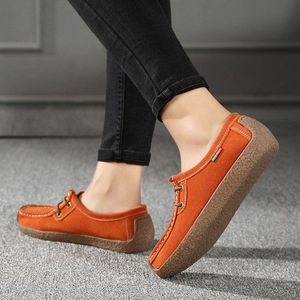 Women's European American Style Genuine Leather <b>Soft</b> Sole Slip-on Casual <b>Shoes</b> Flat Comfortable Mom <b>Shoes</b> Mom Style - Product Image 3