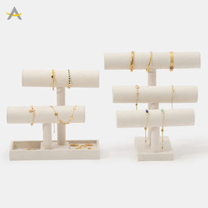 Support de présentation de bijoux en velours beige Auralux, présentoir de montres, support pour bracelets - Product Image 6