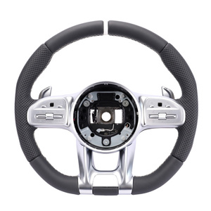 Volante de Cuero Real Personalizado para <span class=keywords><strong>Mercedes</strong></span> Benz C300 C350 <span class=keywords><strong>4matic</strong></span> R171 R230 E43 E53 E55 E63 E63s - Product Image 1