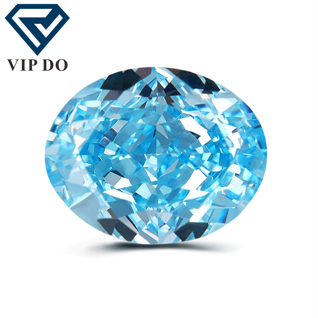 7A Grade Oval Crushed Ice Cut Aquamarine CZ Gemstones