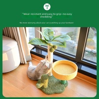 Arbre à chat compact et intégré en bois avec griffoir en sisal pour petits espaces – Vente directe usine pour détaillants d'articles pour animaux