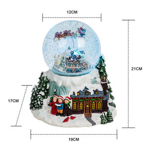 Globo de nieve Musical de trineo volador de cristal de resina Diy personalizado con adorno de Navidad ligero Navidad - Product Image 6