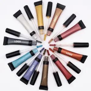 10 Kleur Plastic Heldere Vloeibare Markeerstift Fles Met Borstel Private Label Make-Up Custom Vloeibare Markeerstift