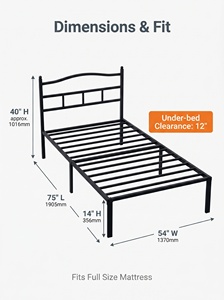 Cadre de lit en acier robuste et personnalisé <span class=keywords><strong>avec</strong></span> tête de lit pour chambre à coucher, bureau à domicile, dortoir - Product Image 4