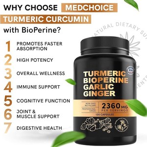 120 Capsules de Curcumine de Gingembre et Curcuma 2360mg avec Biopérine 95% Curcuminoïdes – Complément Herbal Biologique Végétalien pour Adultes - Product Image 2