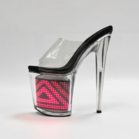 Sandales sexy pour femmes à lettres décoratives, talons hauts 20 cm, 23 cm, 26 cm, chaussures de pole dance, chaussures exotiques pour femmes avec écran électronique